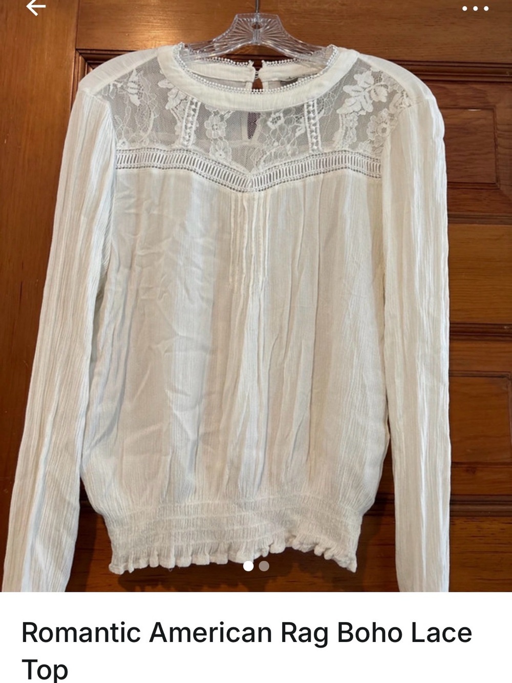American Rag White Lace Boho Long Sleeve Blouse